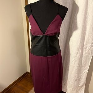 Venus Wine and Black Leather Dress Size 8